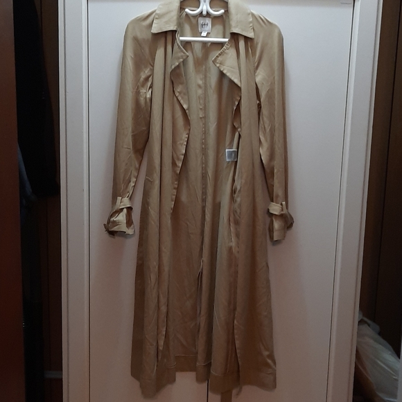 Gap Trench Coat Khaki Open Front With Belt NWOT - Picture 1 of 4